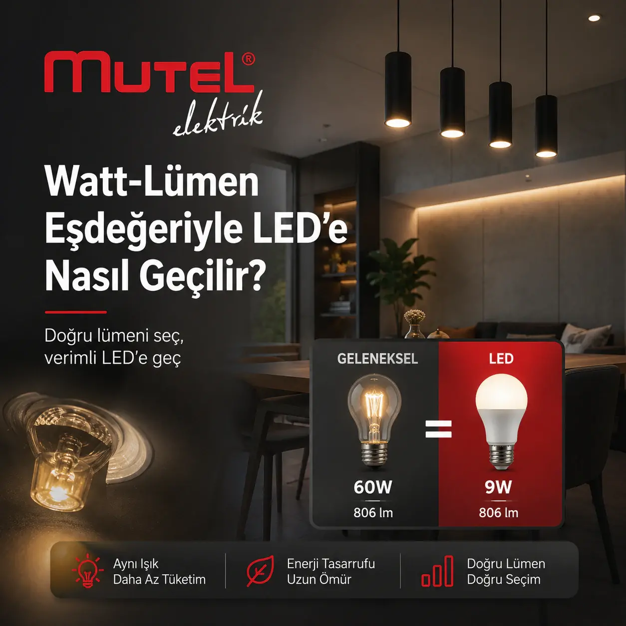 Watt Lümen Eşdeğeriyle LED'e Geçiş