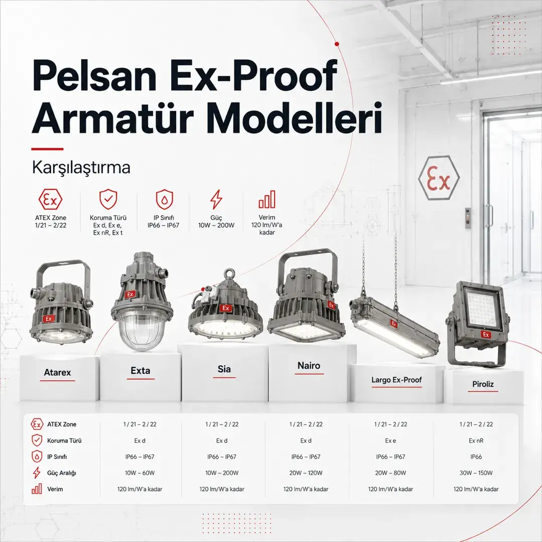 Pelsan Ex-Proof Armatür Modelleri Karşılaştırma