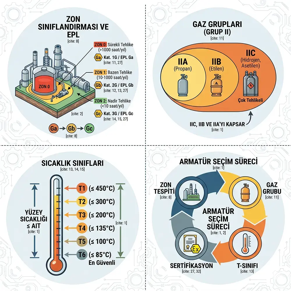 Gas Group IIA, IIB, IIC: Gaz Sınıfları 