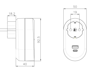 Famatel USB+TYPE C 1'li Adaptör Priz -1321 - 2