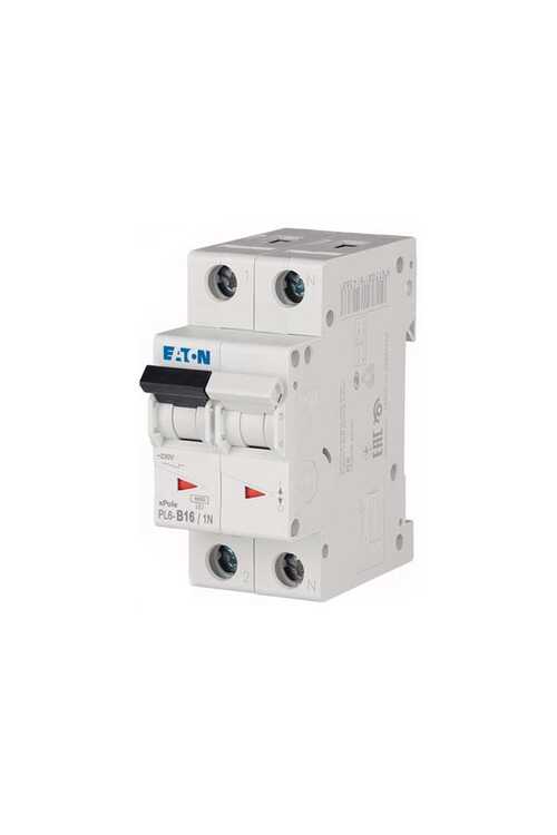 Otomatik Sigorta 1X16A + Nötr Kesmeli B 6kA - Eaton 106028 PL6-B16-1N - 1