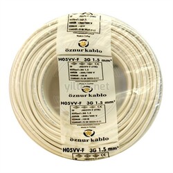 Öznur 3x1,5 TTR Beyaz Kabo - H05VV-F - ÖZNUR