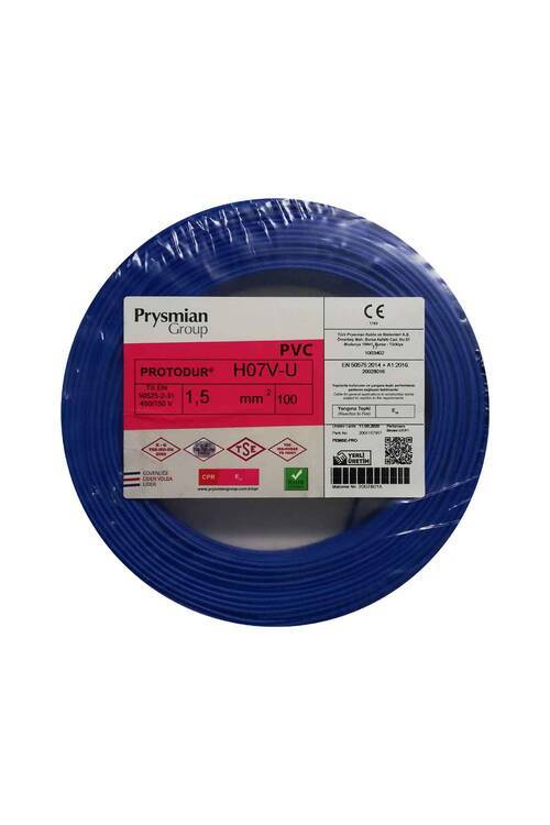 Prysmian 1,5mm Mavi Nya Tek Telli Kablo - H07V-U - 1