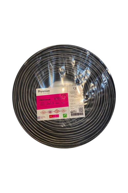 Prysmian 2x1,5mm TTR Siyah Kablo - H05VV-F - 1