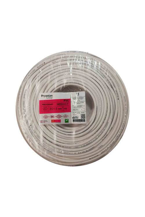 Prysmian 3x1,5mm TTR Beyaz Kablo - H05VV-F - 1