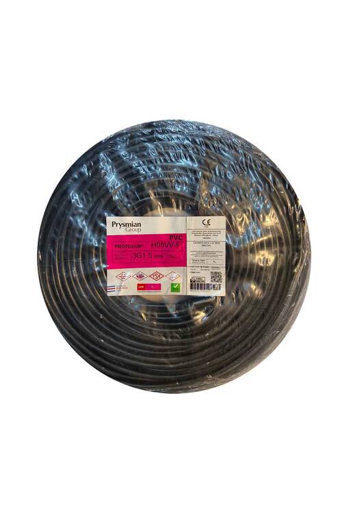 Prysmian 3x1,5mm TTR Siyah Kablo - H05VV-F - 1