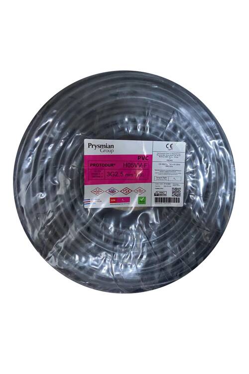 Prysmian 3x2,5mm TTR Siyah Kablo H05VV-F