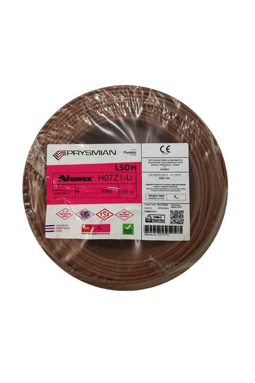 Prysmian 4mm Kahverengi Nya Tek Telli Yanmaz Halojen Free Kablo - H071-U - 1