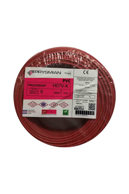 Prysmian 6mm Kırmızı Nyaf Çok Telli Kablo - H07V-K - 1
