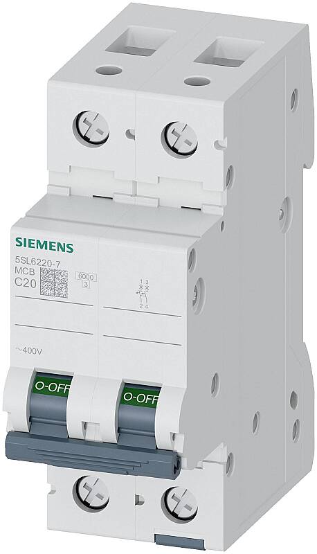 Siemens 20A C Tipi 2Faz 6kA Otomatik Sigorta 5SL6220-7 - 1