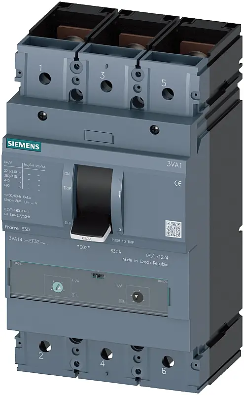 Siemens 440-630A 36kA 3 Kutup Termik Ayarlı Kompak Şalter 3VA1463-4EF32-0AA0 - 1