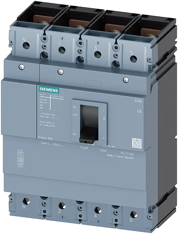 Siemens 500A 36kA 4K Kompakt Şalter 3VM1450-4ED42-0AA0 - 1