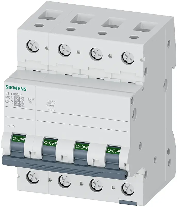 Siemens 63A C Tipi 3Faz Nötr Otomatik Sigorta 5SL6663-7 - 1